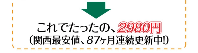 これでたったの2,980円（関西最安値更新中）